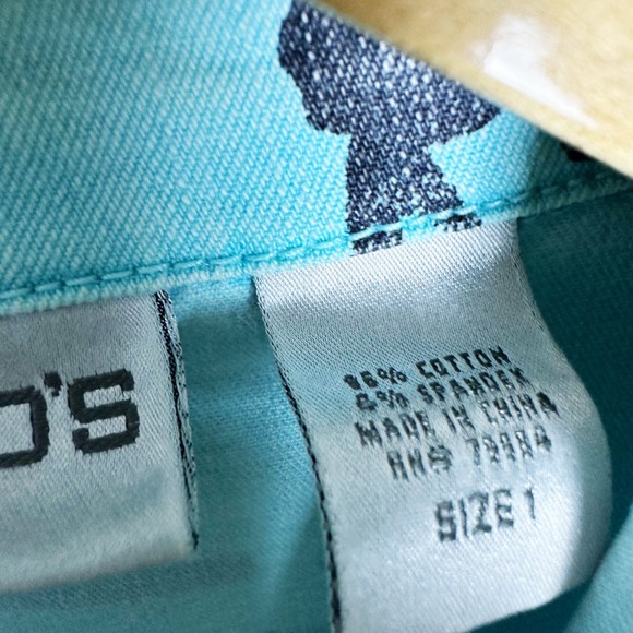 Chico's Blue Denim Jean Jacket Asian Inspired Sz 1 = M - Picture 4 of 6